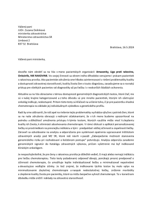 ZA PACIENTKY S RAKOVINOU PRSNÍKA